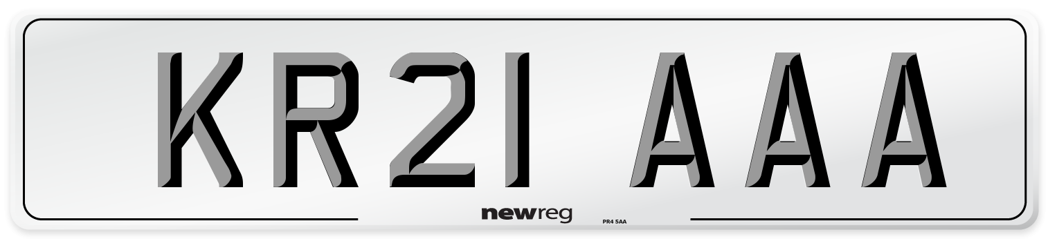 KR21 AAA Number Plate from New Reg